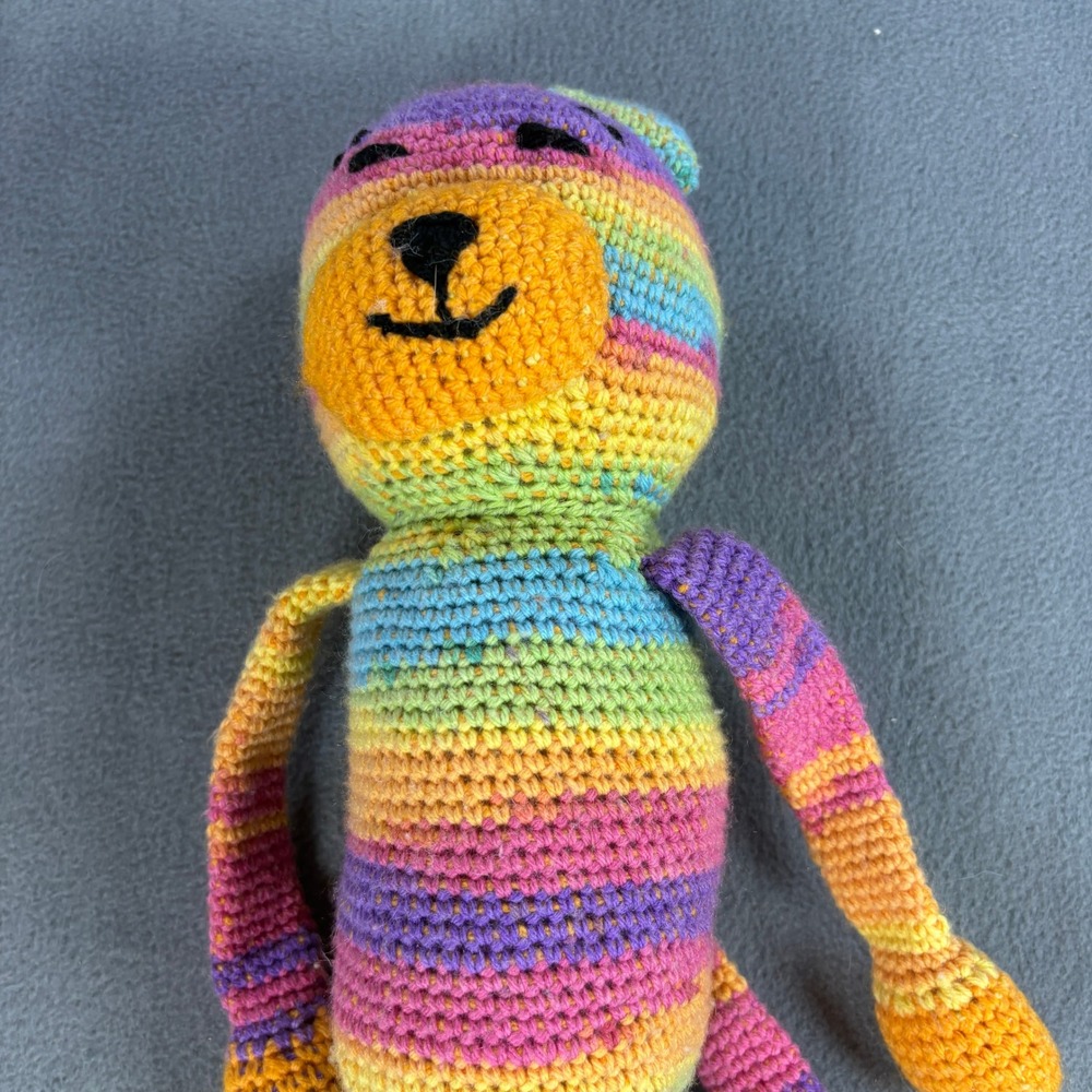Handmade Crochet Rainbow Striped Monkey‎ Plush Amigurumi 16 inch Toy